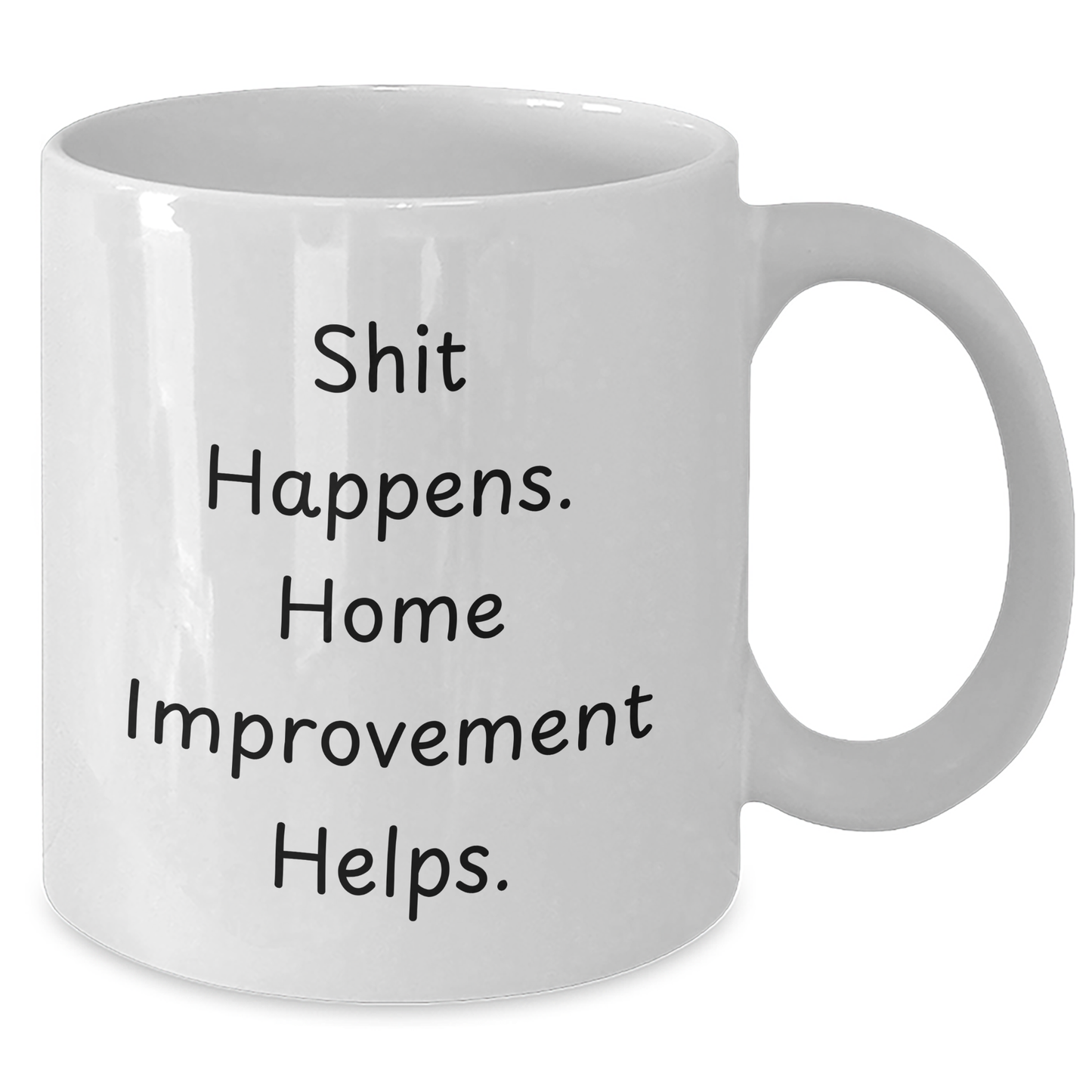 Home Improvement Funny Quote White Coffee Mug Gifts for Men from Family, Shit Happens. Home Improvement Helps. - Additional