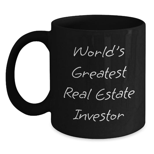 Funny Real Estate Investor Gifts from Friends for Real Estate Investor Men World's Greatest Real Estate Investor Black Coffee Mug Christmas Unique Finds - Main