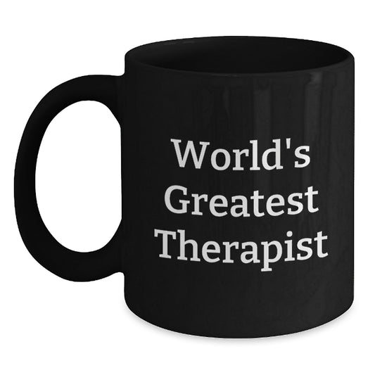 Funny World's Greatest Therapist Gift for Men Black Coffee Mug Christmas Unique Presents - Main