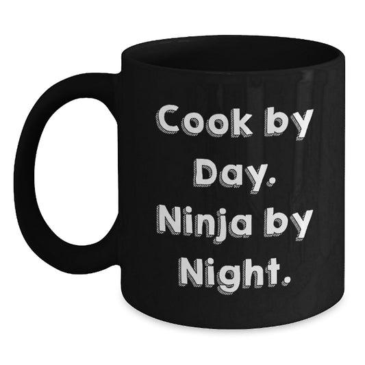 Cute Cook Gifts for Men Women Friends Family - Black Coffee Mug Cook By Day Ninja By Night. Unique Christmas - Main
