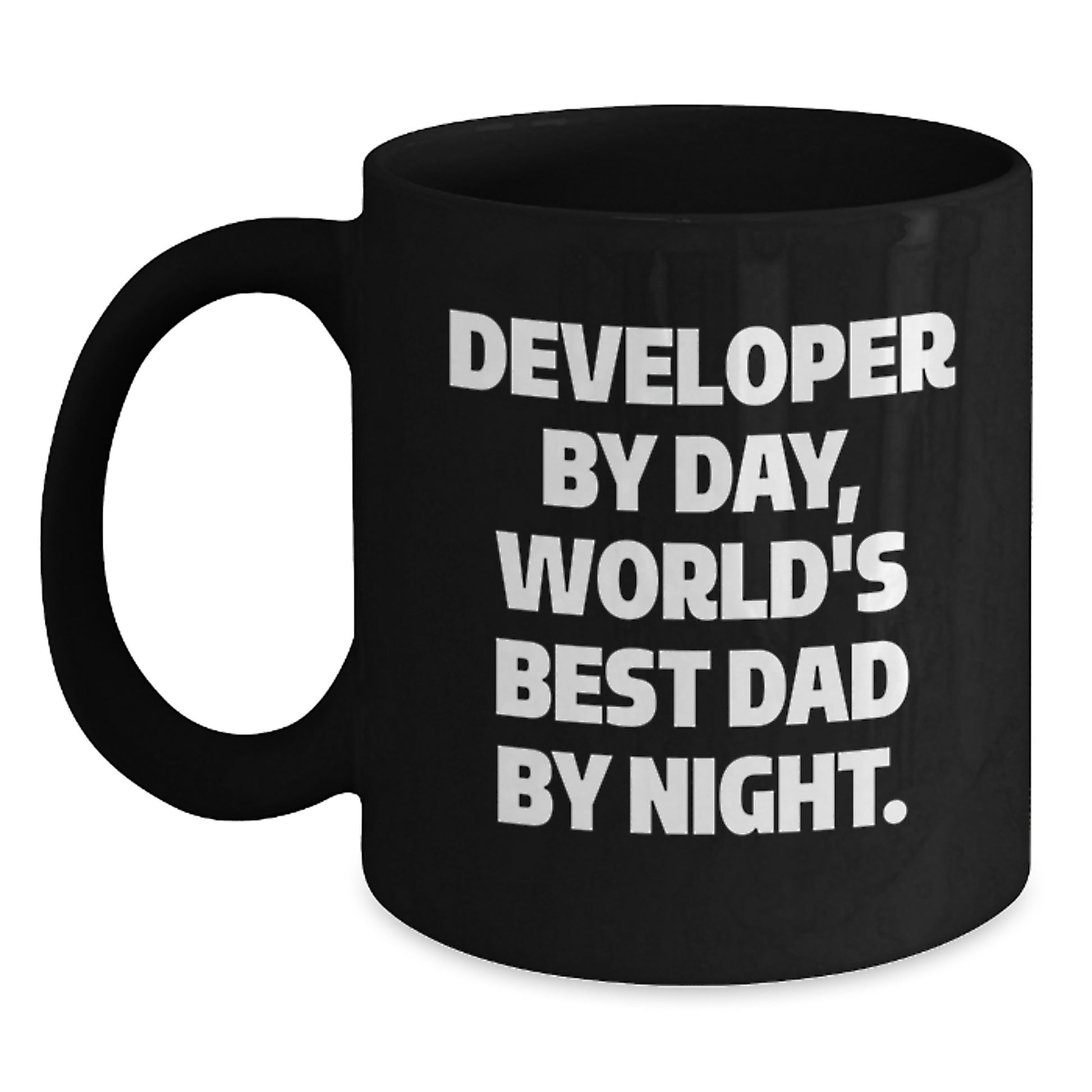 Funny Developer Gifts, Black Coffee Mug for Men, World's Best Dad Developer Mug, Christmas Unique Gifts from Dad to Developer Friend - Main