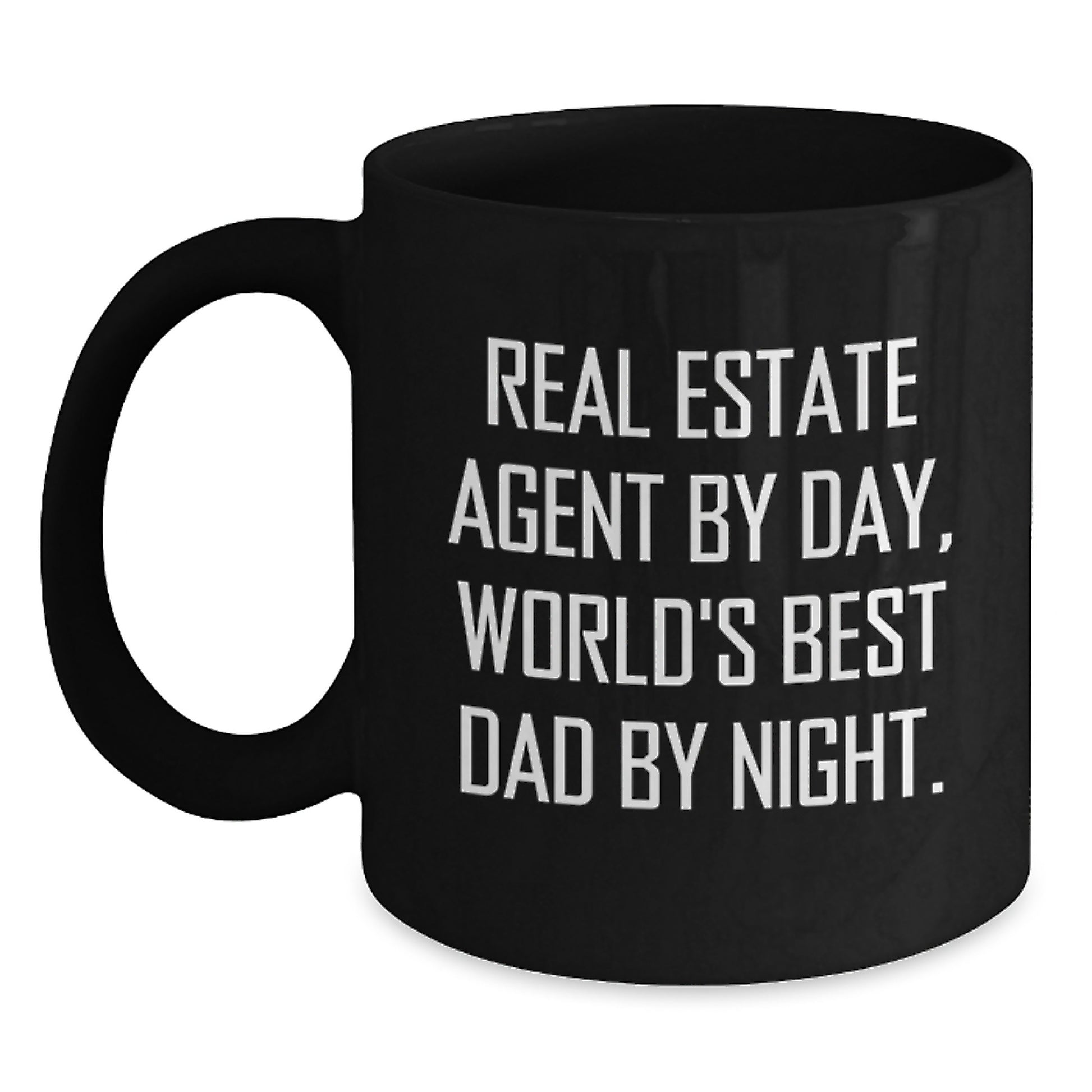 Real Estate Agent Humor Gifts from Friends - Funny Black Coffee Mug, Birthday Unique Presents for World's Best Dad - Main