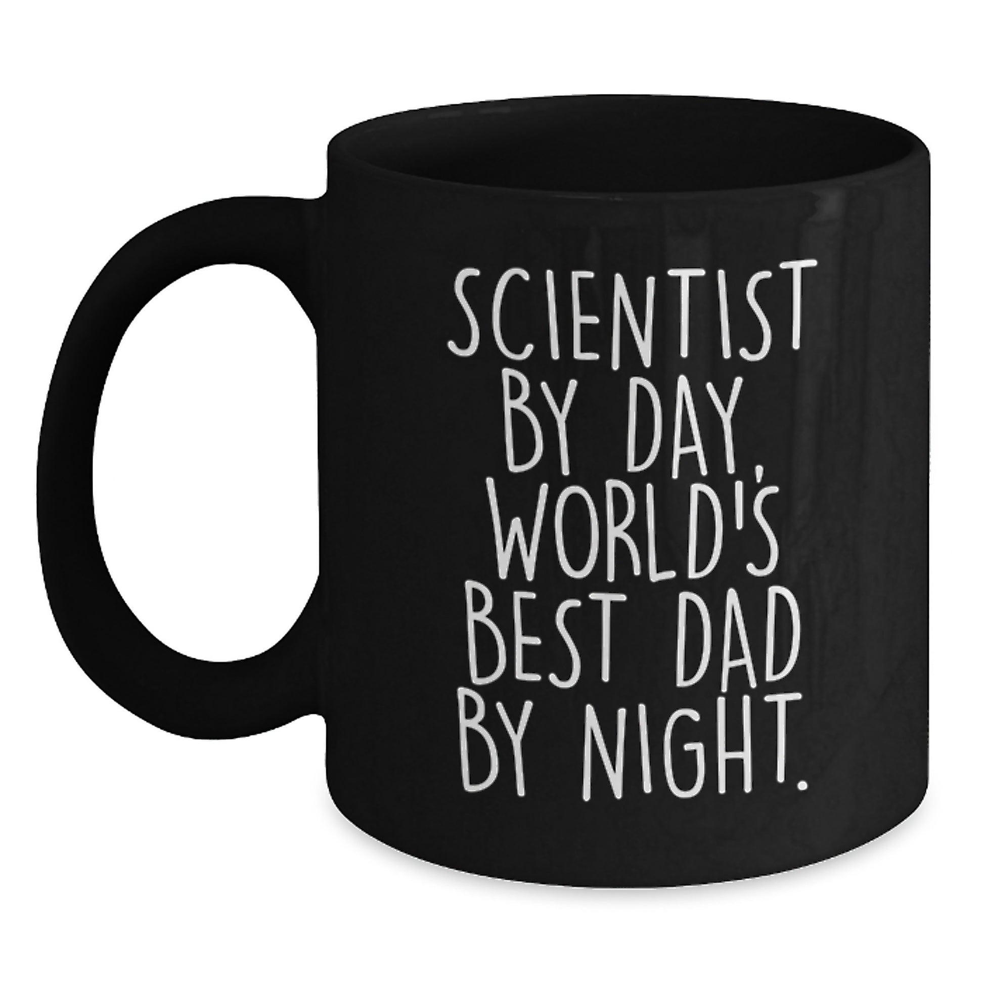 Funny Scientist Mug Gifts from Men to Family - World's Best Dad Scientist Black Coffee Mug Christmas Unique Gift - Main
