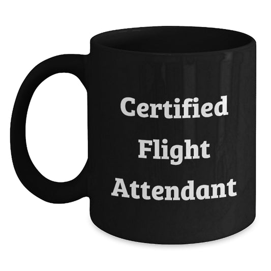 Funny Flight Attendant Gifts for Her, Unique Black Coffee Mug for Certified Flight Attendant Friends, Christmas Unique Gifts from Men to Women - Main