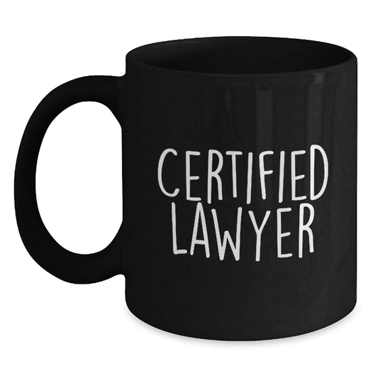 Funny Lawyer Gifts from Friends - Certified Lawyer Quote Black Coffee Mug, Birthday Unique Presents for Men Women Family Coworkers - Main