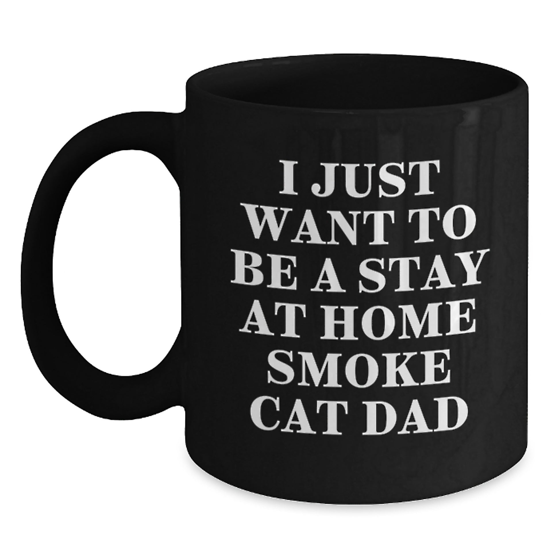Funny Smoke Cat Dad Gifts from Friends for Graduation Unique Smoke Cat Mugs, 'I Just Want To Be A Stay At Home Smoke Cat Dad' Quote, Black Coffee Mug - Main