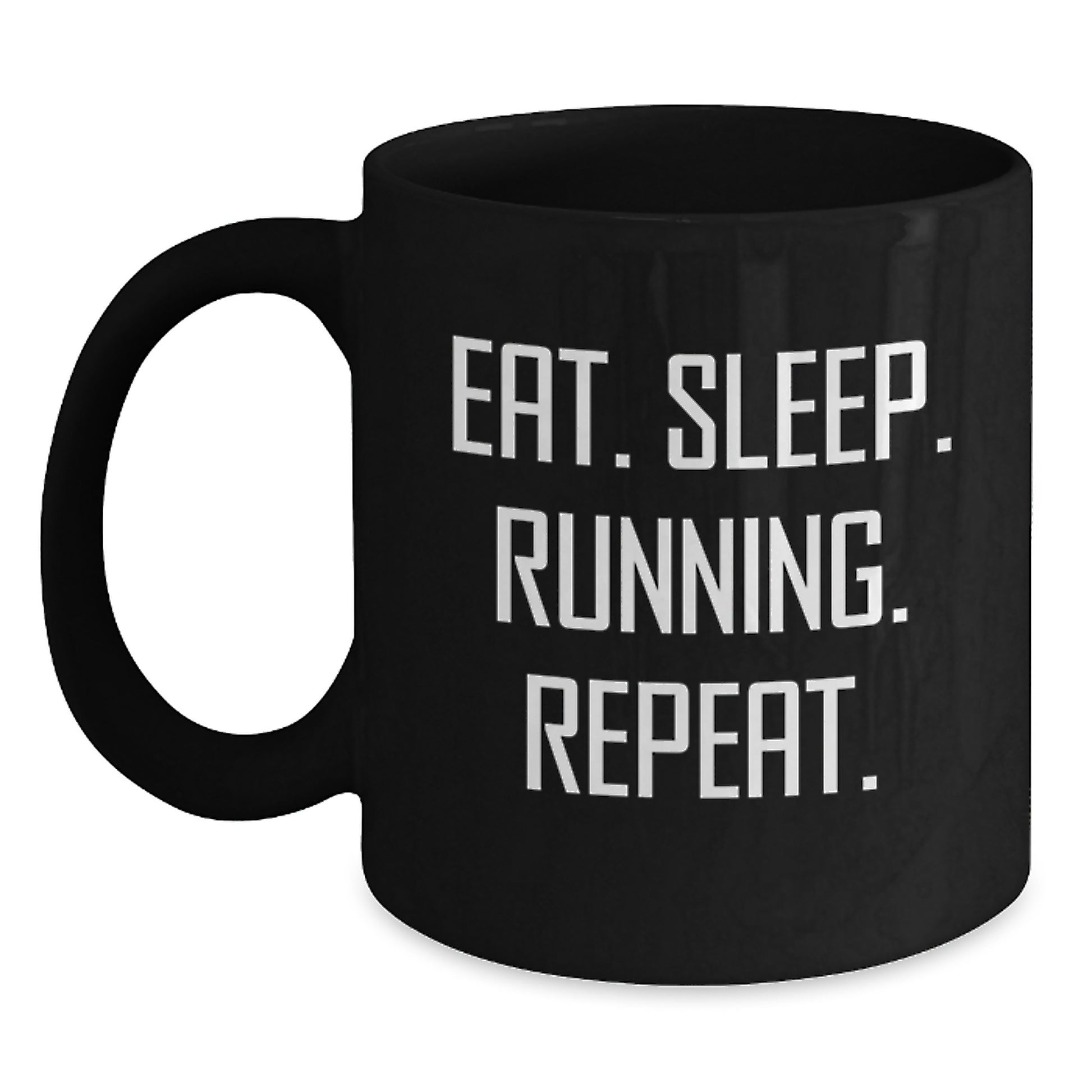 Funny Running Gift for Men Friends Coworkers Black Coffee Mug Eat. Sleep. Running. Repeat. - Main