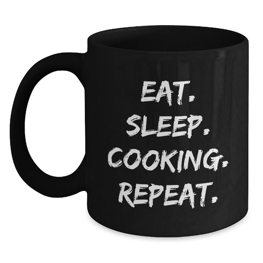 Funny Cooking Gifts for Men - Eat. Sleep. Coffee. Black Coffee Mug, Christmas Unique Gifts from Friends, Family - Main