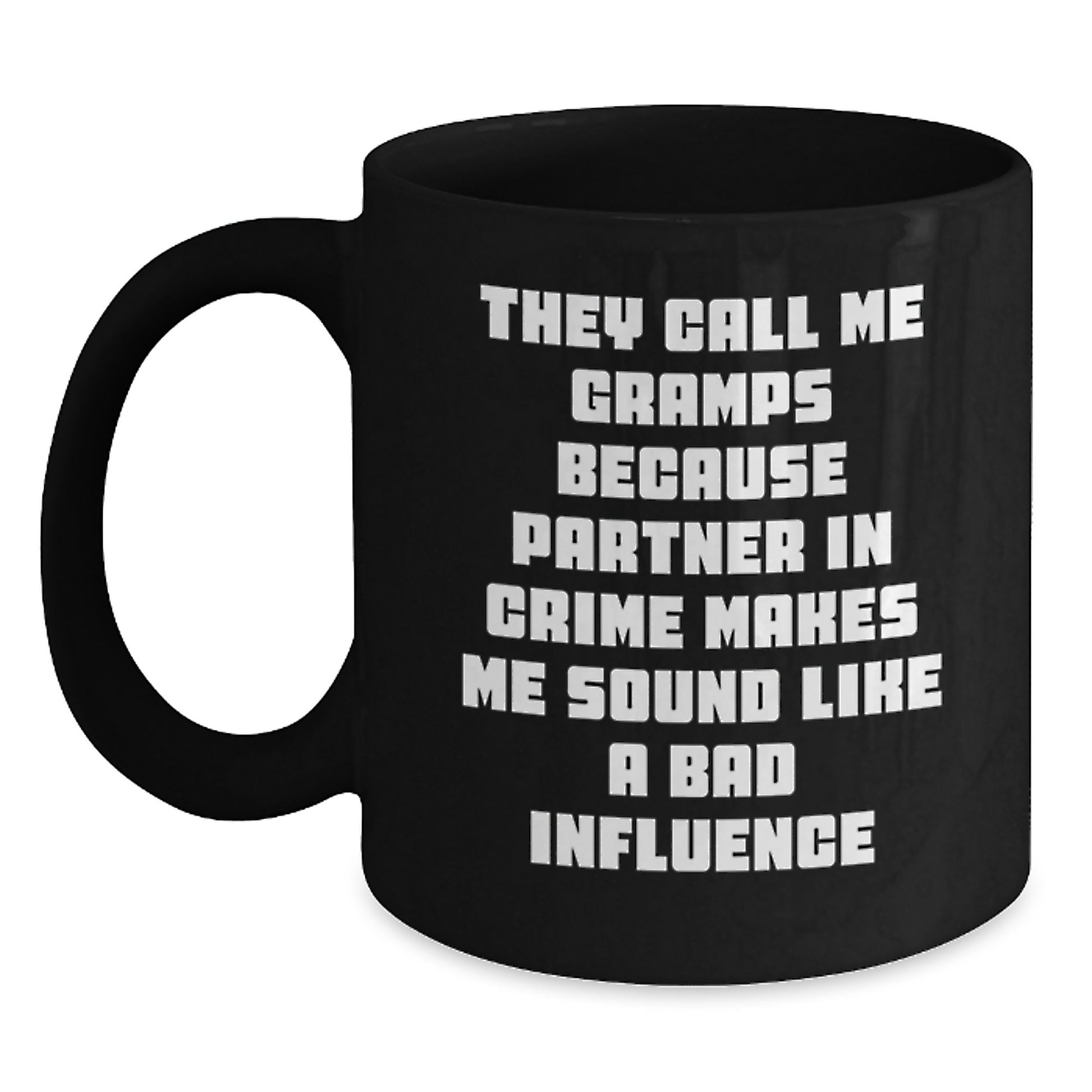 Funny Gramps Gifts for Him, Partner in Crime Mug, Black Coffee Mug for Men, Christmas Unique Presents from Friends - Main