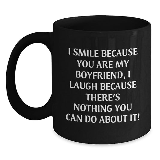 Funny Sweetheart Gifts for Him, Black Coffee Mug with I Smile Because You Are My Sweetheart, Perfect for Valentine's, Gifts from Men - Main