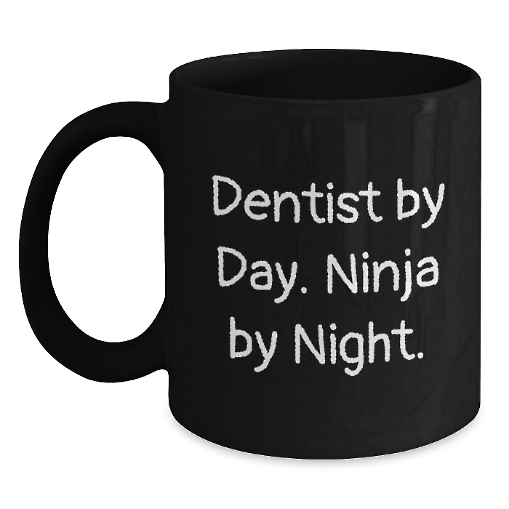 Funny Dentist Gifts for Men Women Friends Family - 'Dentist By Day. Ninja By Night.' Black Coffee Mug Gifts from Coworkers - Main