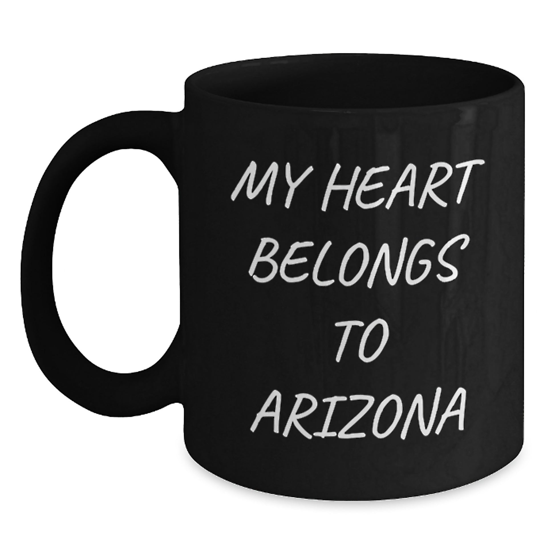Arizona Gifts from Friends - 'My Heart Belongs To Arizona' Funny Black Coffee Mug for Birthday, Unique Gifts for Arizona Lovers, Arizona State Gifts - Main