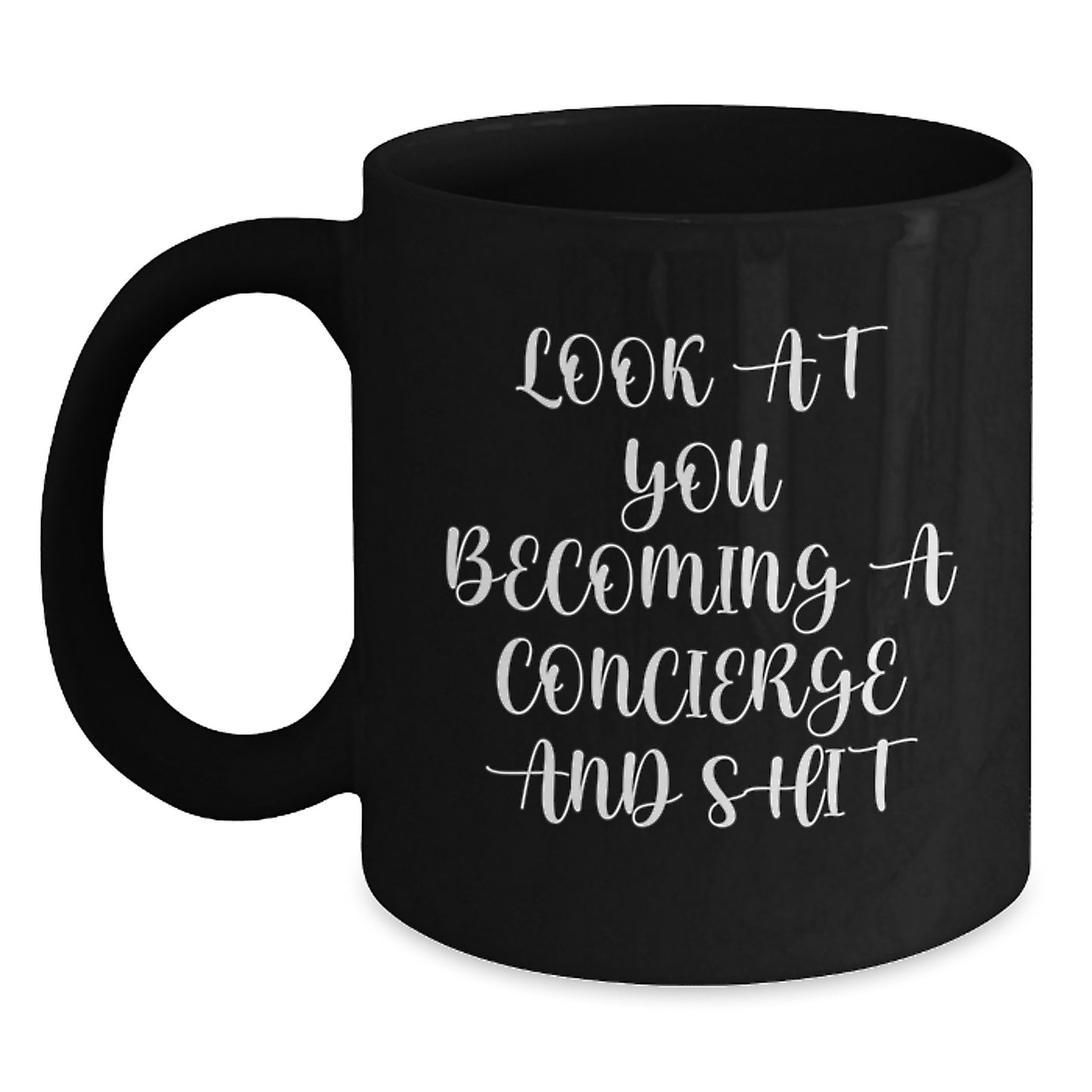 Concierge Graduation Unique Gifts from Friends, Funny Black Coffee Mug for Men Becoming a Concierge - Main