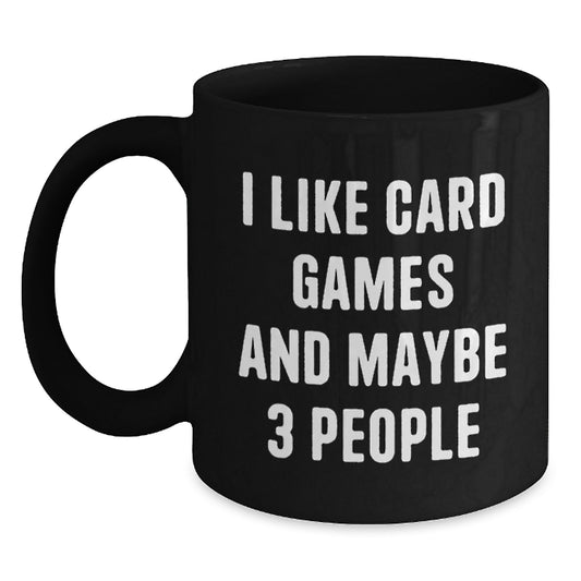Funny Card Games Lover Gifts for Friends Black Coffee Mug, 11oz or 15oz, Ceramic, Microwave and Dishwasher Safe - Main