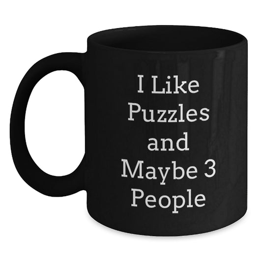 Funny Puzzles Gifts for Puzzles Enthusiasts, Black Coffee Mug, Unique Graduation Unique Gifts from Family to Puzzles Lover - Main