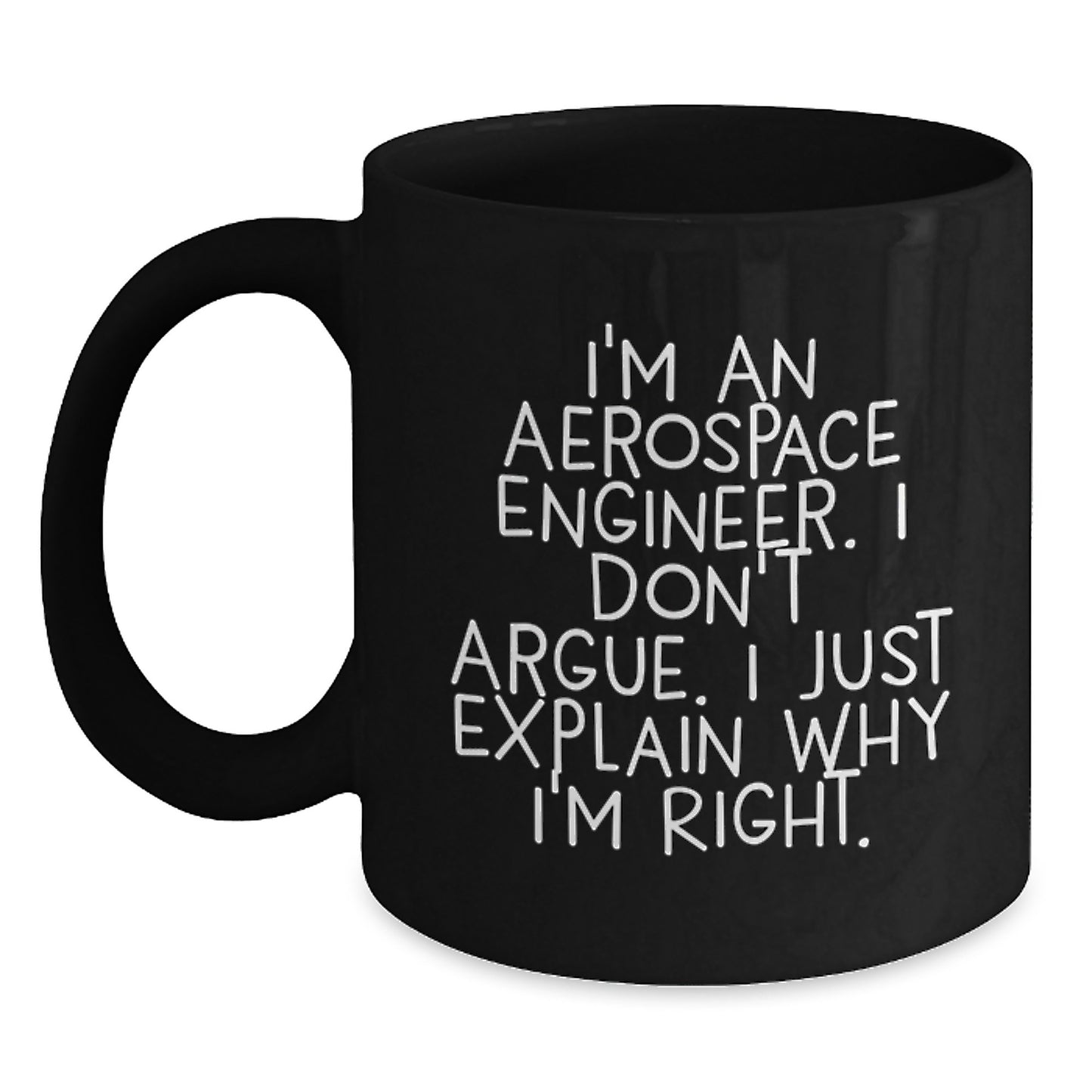 Birthday Gift for Her Aerospace Engineer Black Coffee Mug Present - Main