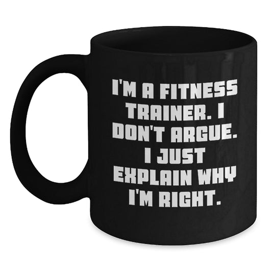 Fitness Trainer Humor Gifts from Family and Friends, Funny Black Coffee Mug for Fitness Trainer, Christmas Unique Gifts for Fitness Trainer - Main