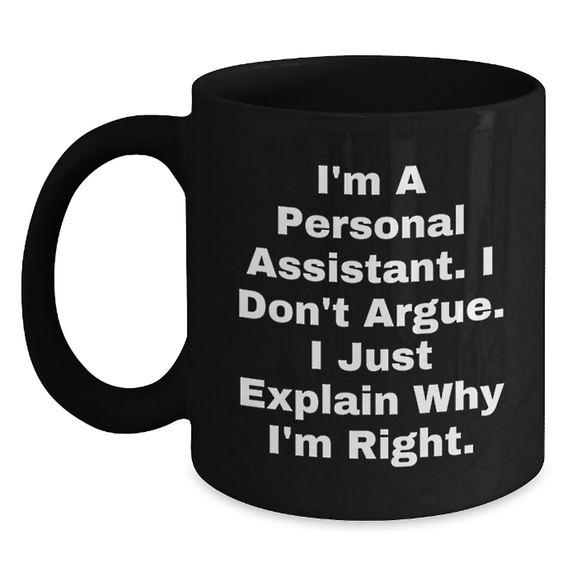 Funny Personal Assistant Gifts for Friends and Family - Black Coffee Mug, Perfect for Christmas - Main