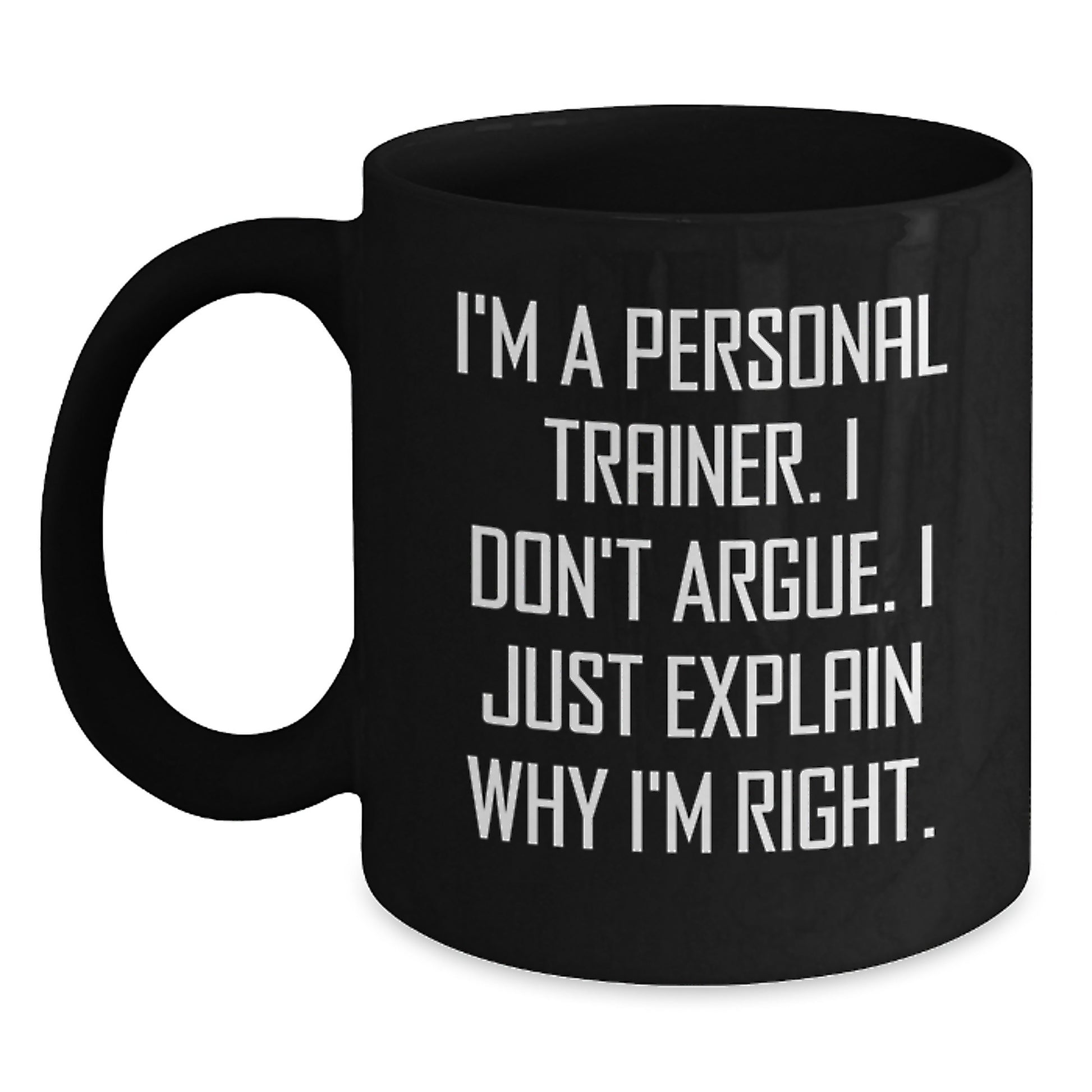 Funny Personal Trainer Graduation Gifts from Friends for Men and Women, Personal Trainer Black Coffee Mug, Inspirational Quote - Main