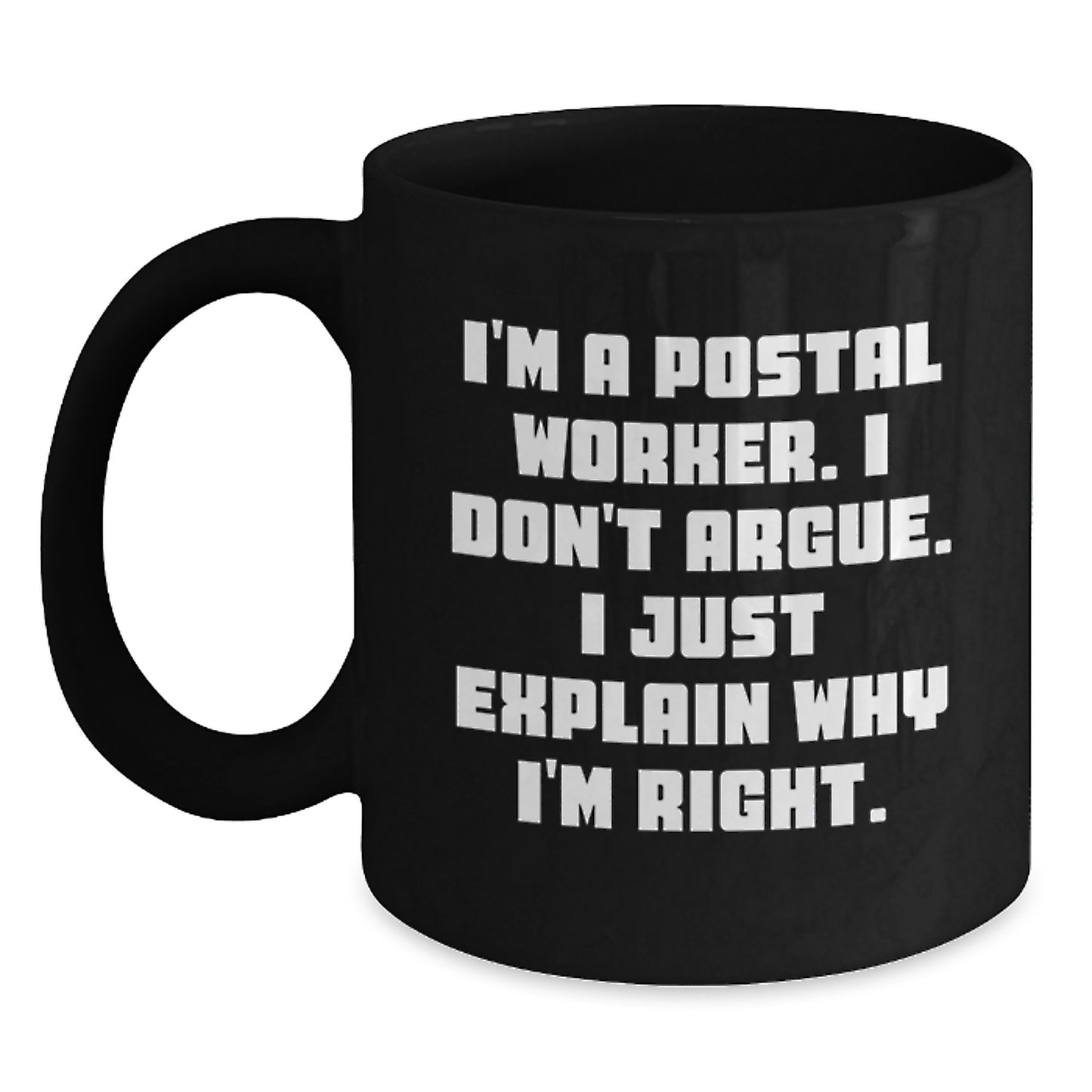 Funny Postal Worker Gifts for Him or Her, Black Coffee Mug, Unique Christmas Memorable Present from Friends or Family - Main