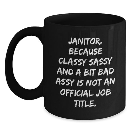 Funny Janitor Gifts for Men, Unique Black Coffee Mugs for Janitor Friends, Christmas Unique Gifts from Men to Janitor - Main