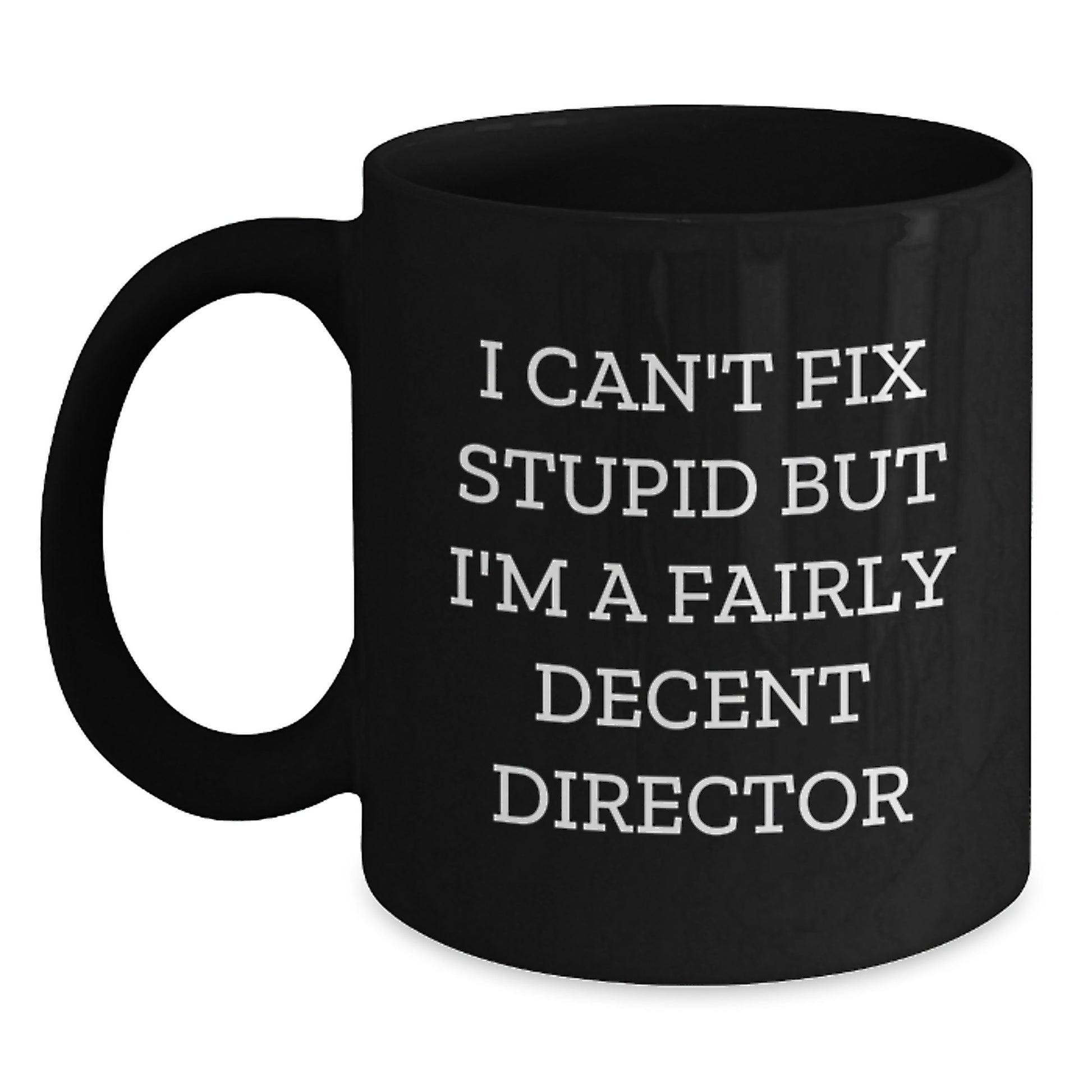 Funny Director Gifts from Men, Unique Christmas Unique Gifts for Director Friends, Black Coffee Mug 'I Can't Fix Stupid But I'm A Fairly Decent Director' - Main