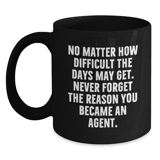 Inspirational Agent Graduation Gifts from Friends, Funny Black Coffee Mug, Never Forget Your Reason - Main