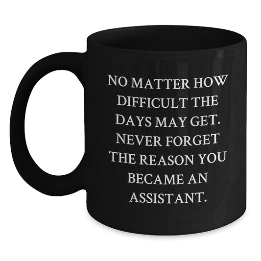 Inspirational Assistant Gifts from Men to Friends Graduation Unique Black Coffee Mugs - Never Forget the Reason You Became an Assistant - Main