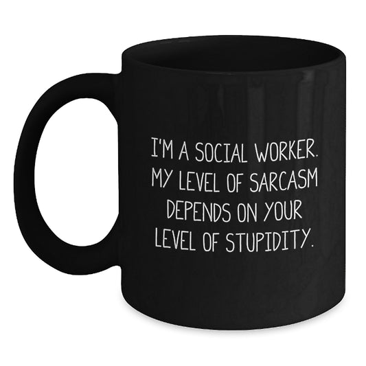 Funny Social Worker Gifts, I'm A Social Worker Black Coffee Mug for Graduation, Gifts for Social Worker, Black Ceramic Mug from Friends - Main