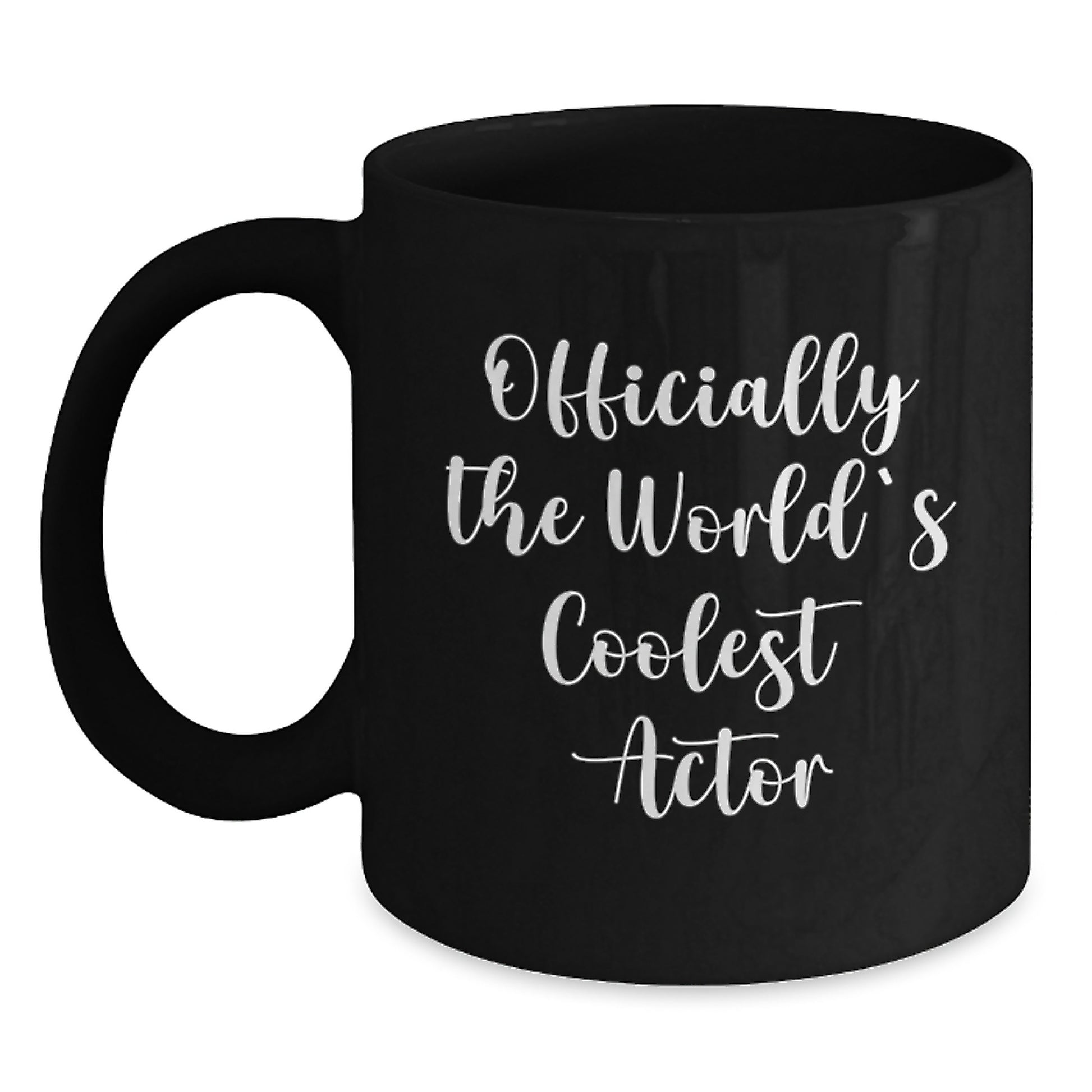Funny Actor Gifts for Men from Friends - 'Officially The World's Coolest Actor' Black Coffee Mug, Graduation Unique Gifts - Main