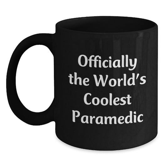 Rescue Worker Gifts from Friends for Graduation, Funny 'Officially The World's Coolest Rescue Worker' Black Coffee Mug, 11oz or 15oz, Microwave and Dishwasher Safe - Main