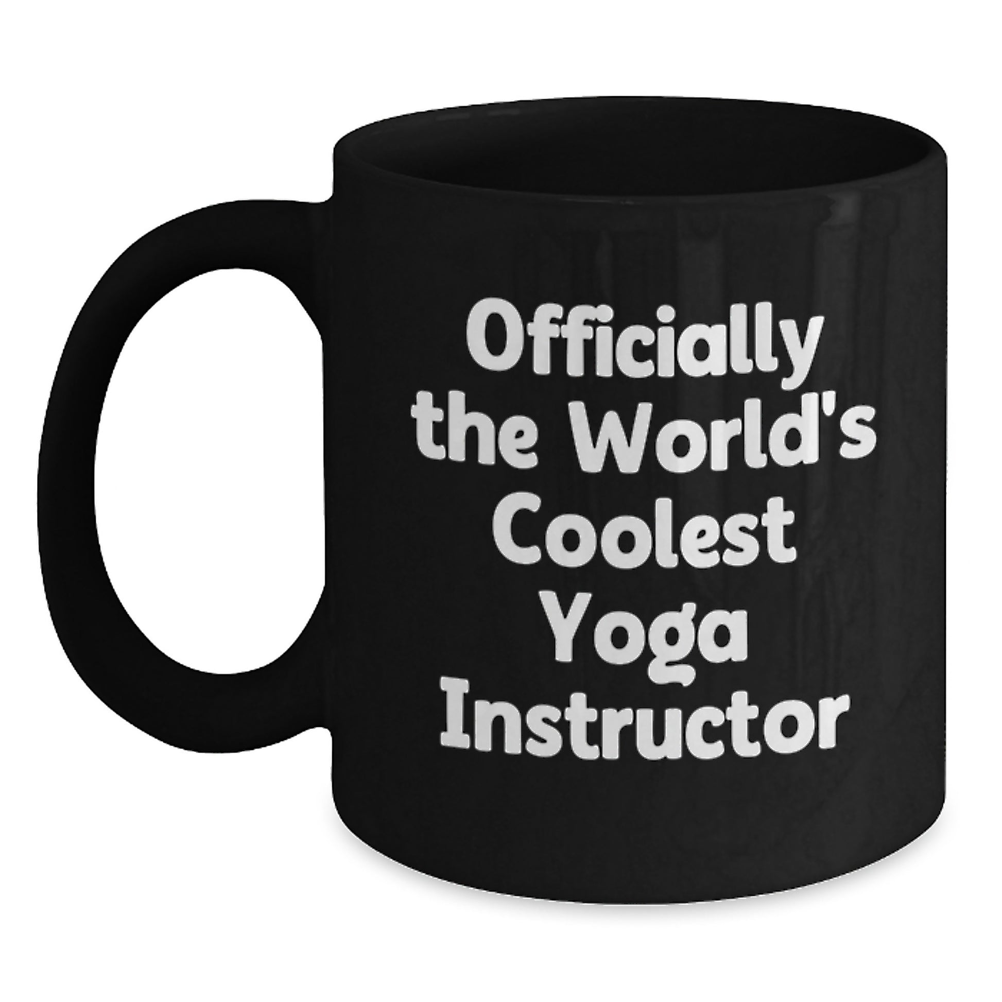 Funny Yoga Instructor Gifts for Graduation, 'Officially The World's Coolest Yoga Instructor' Quote on Black Coffee Mug Gifts from Family, Friends, Coworkers, or Men - Main