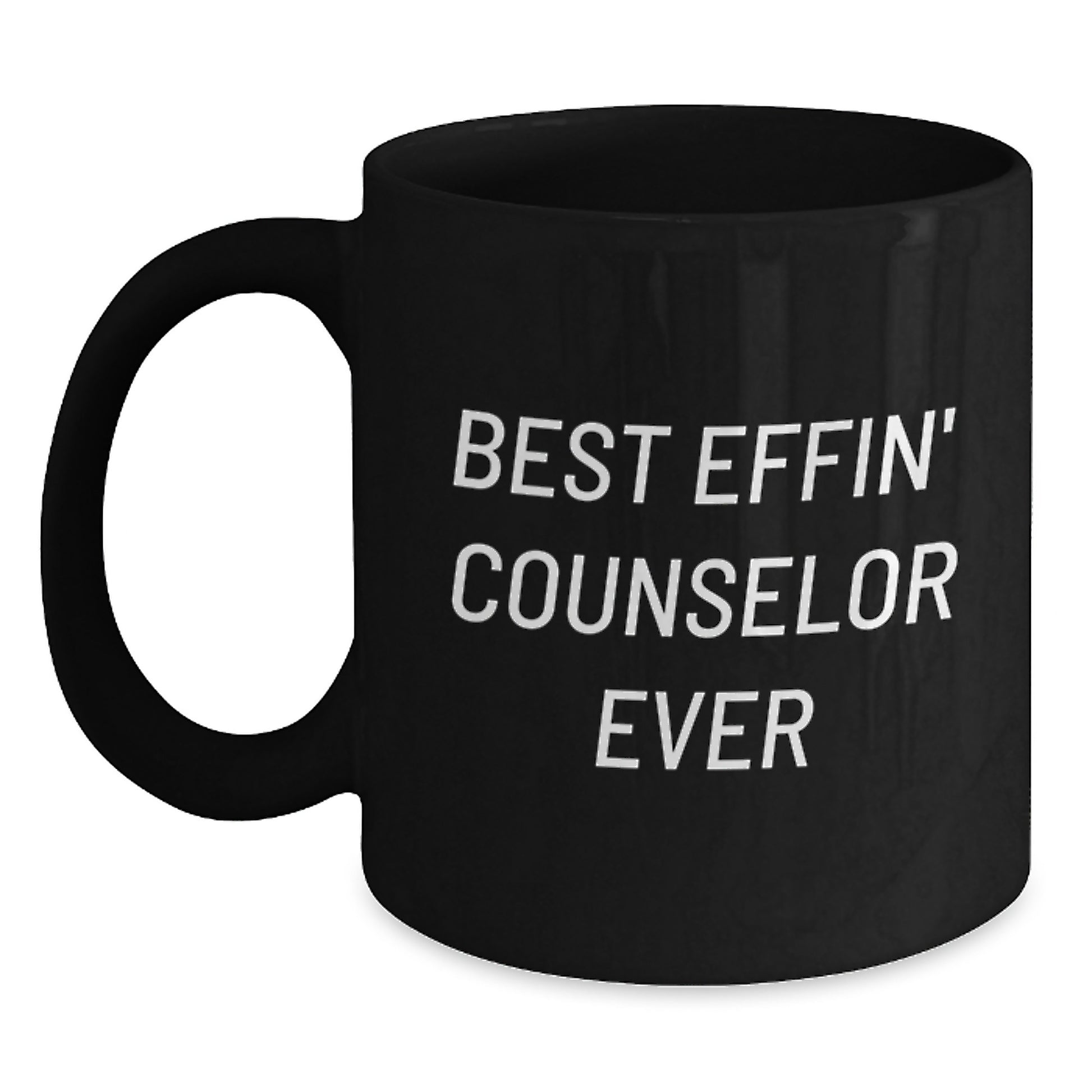 Funny Counselor Gifts from Friends for Graduation Unique Best Effin' Counselor Ever Black Coffee Mugs, 11oz/15oz Ceramic Mugs with Humor Quote - Main
