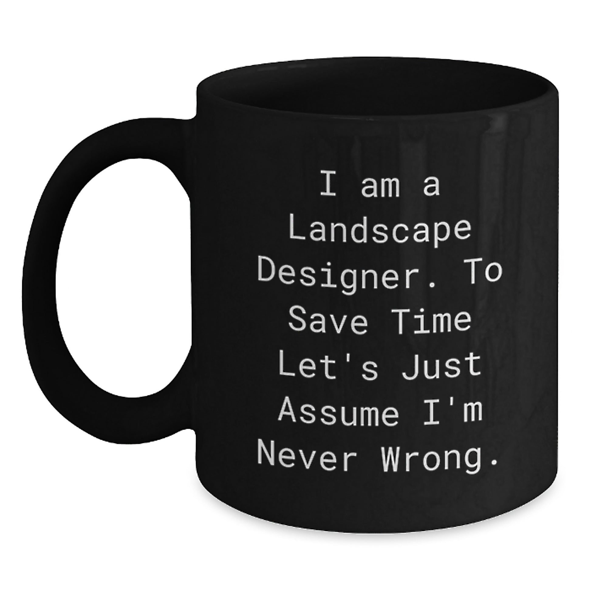 Funny Landscape Designer Gifts for Friends - I'm Never Wrong Black Coffee Mug, Graduation Unique Gift from Coworkers - Main