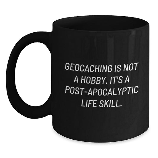 Geocaching Keepsake Black Coffee Mug for Him Birthday Gift Adventure - Main