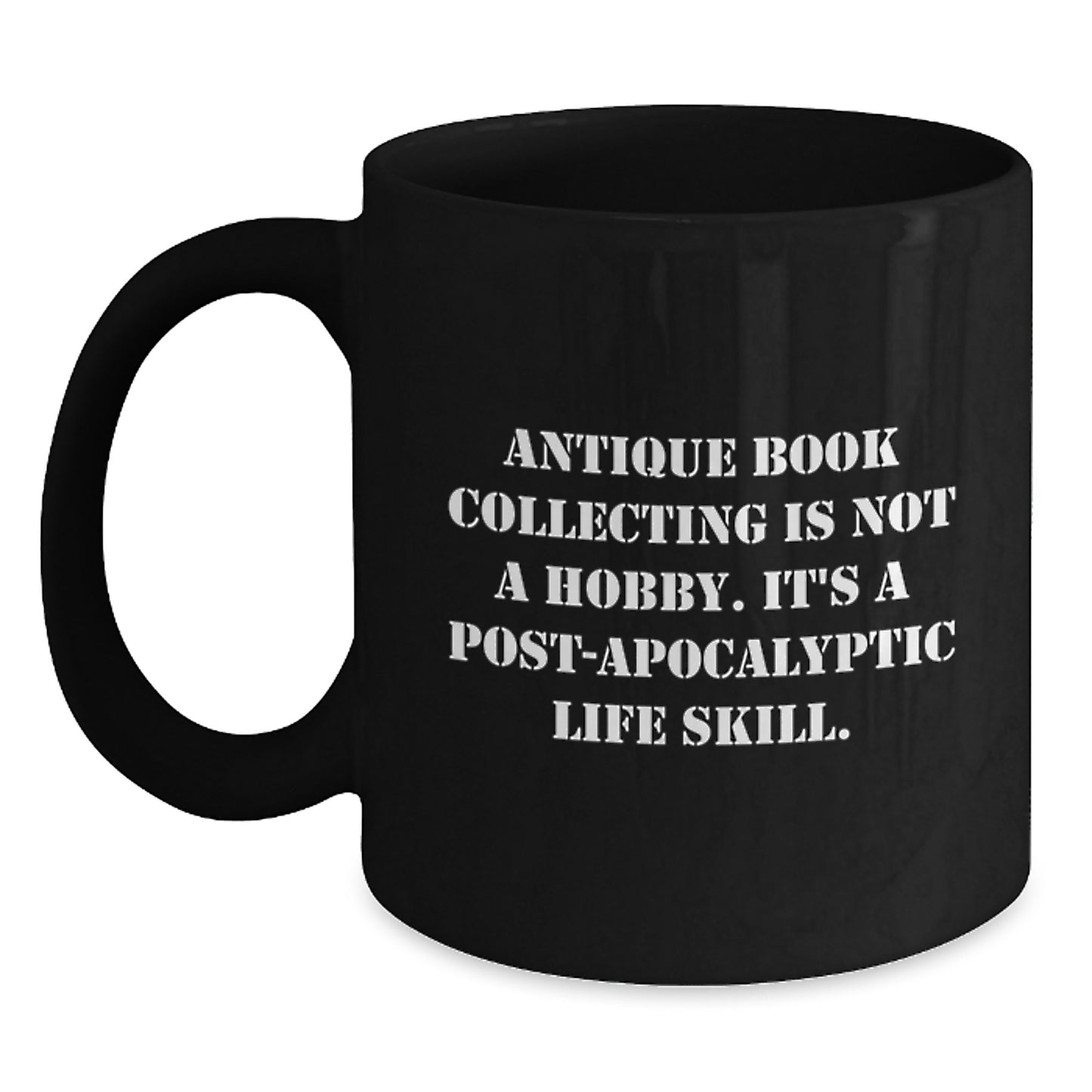 Him Keepsake Birthday Gift Black Coffee Mug – Antique Book Collecting - Main