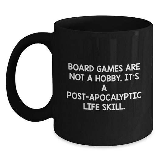 Funny Board Games Gifts for Men from Friends, Black Coffee Mugs for Board Games Enthusiasts, Post-apocalyptic Life Skill - Main