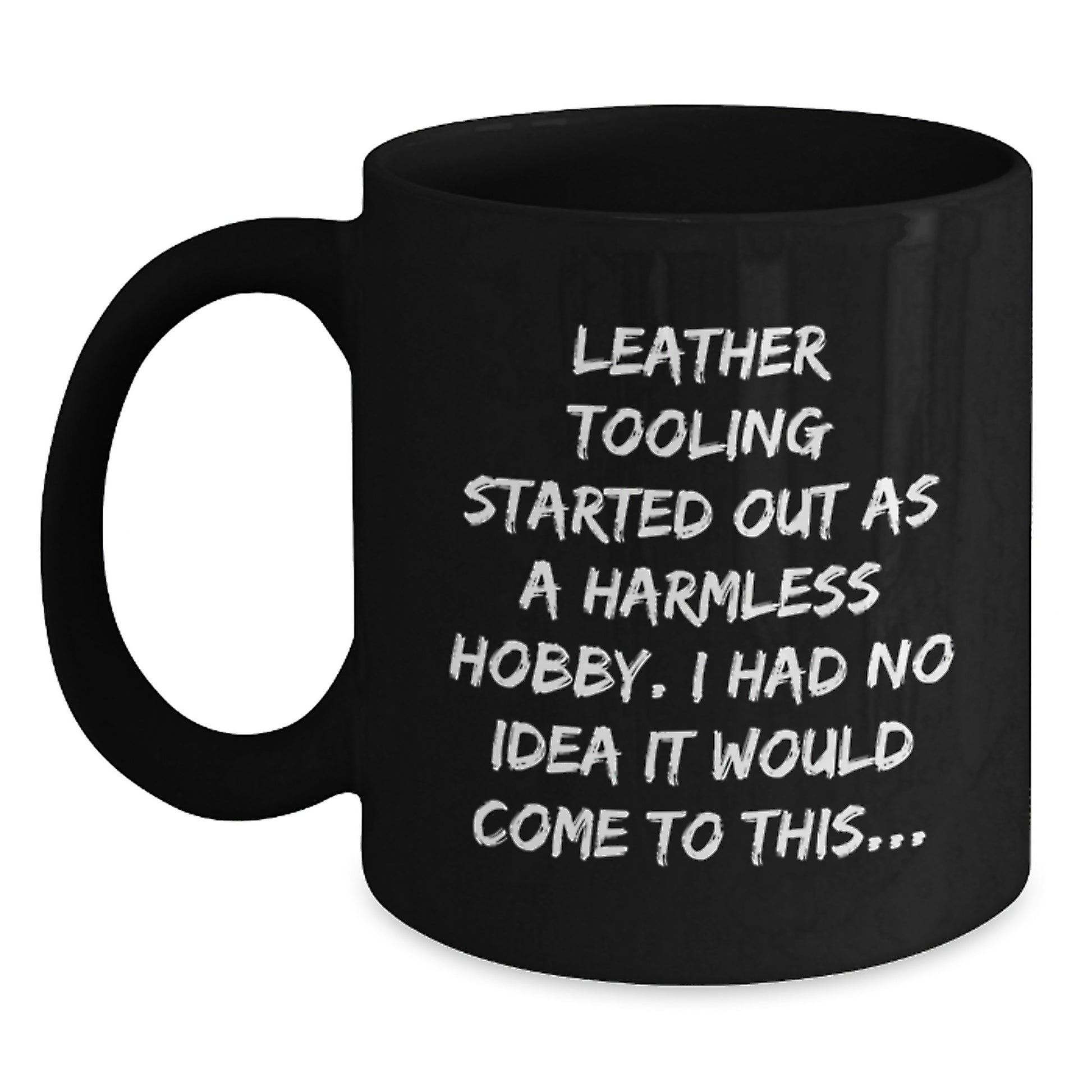 Leather Tooling Keepsake Black Coffee Mug for Him Birthday Gift - Main