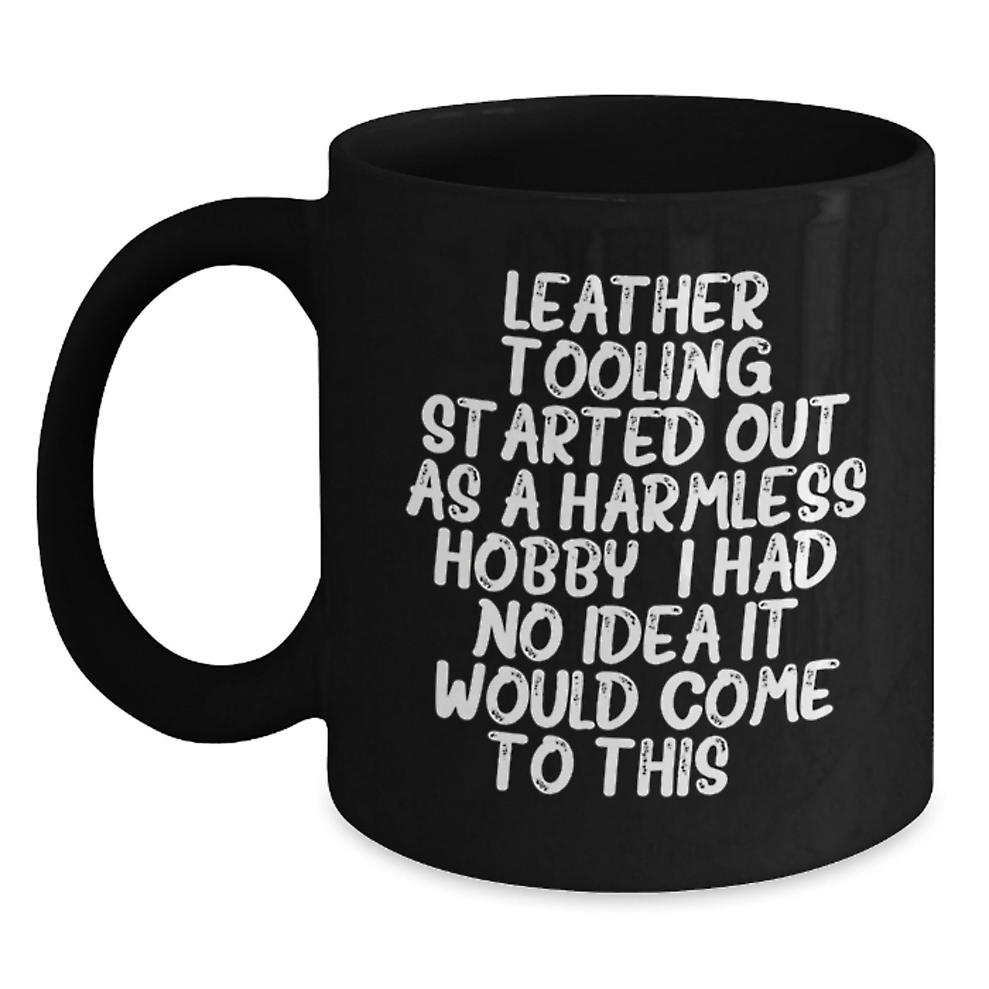 Birthday Gift for Her Leather Tooling Black Coffee Mug Present - Main
