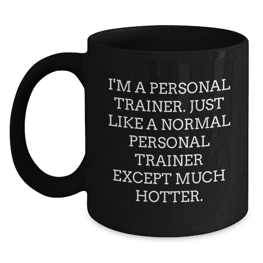 Funny Personal Trainer Gifts from Friends for Christmas Unique Gift Ideas Black Coffee Mug - Main