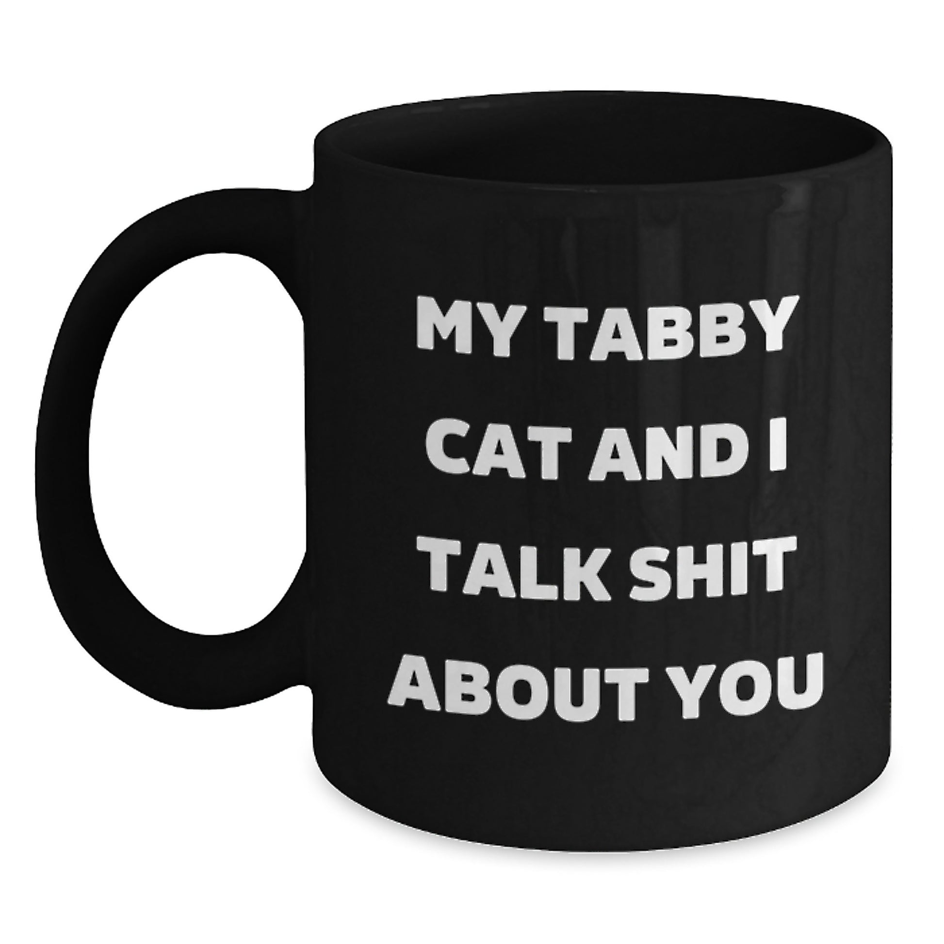 Funny Tabby Cat Black Coffee Mug Gifts from Family to Friends for Birthday Unique - Main
