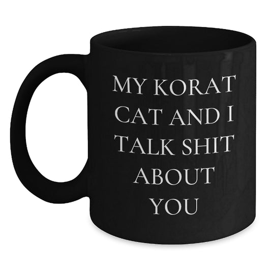 Funny Korat Cat Gifts for Korat Cat Lovers, Black Coffee Mugs for Christmas Unique Gifts from Friends and Family - Main