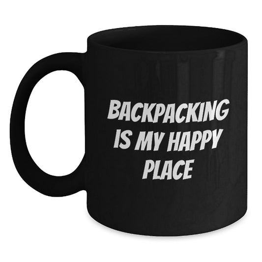 Backpacking Gifts for Him, Funny Black Coffee Mug for Men, Gifts from Friends, Inspirational Quote for Birthday Unique Gifts - Main