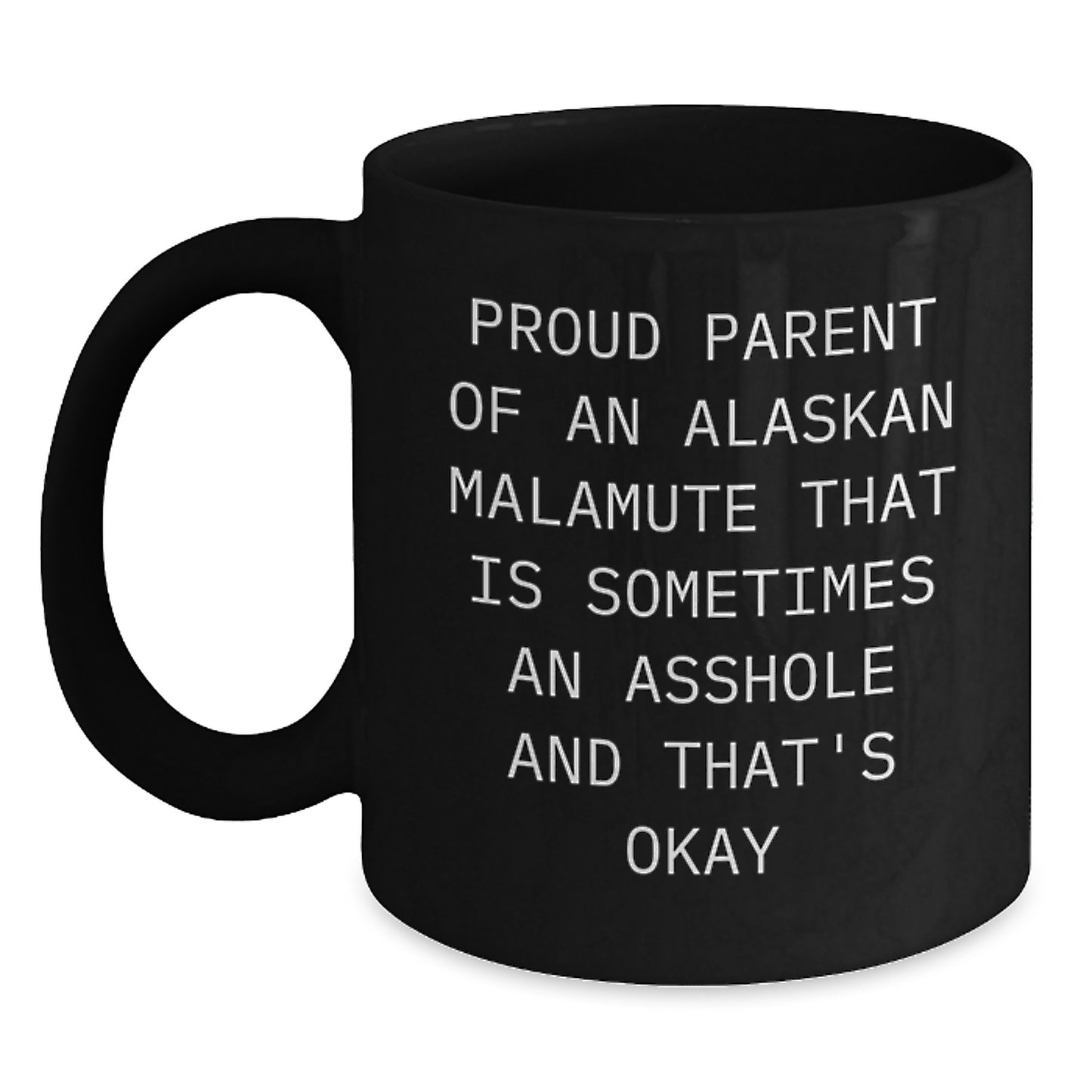 Funny Alaskan Malamute Dog Gifts for Dog Lovers - Black Valentine's Coffee Mug from Proud Parents - Main