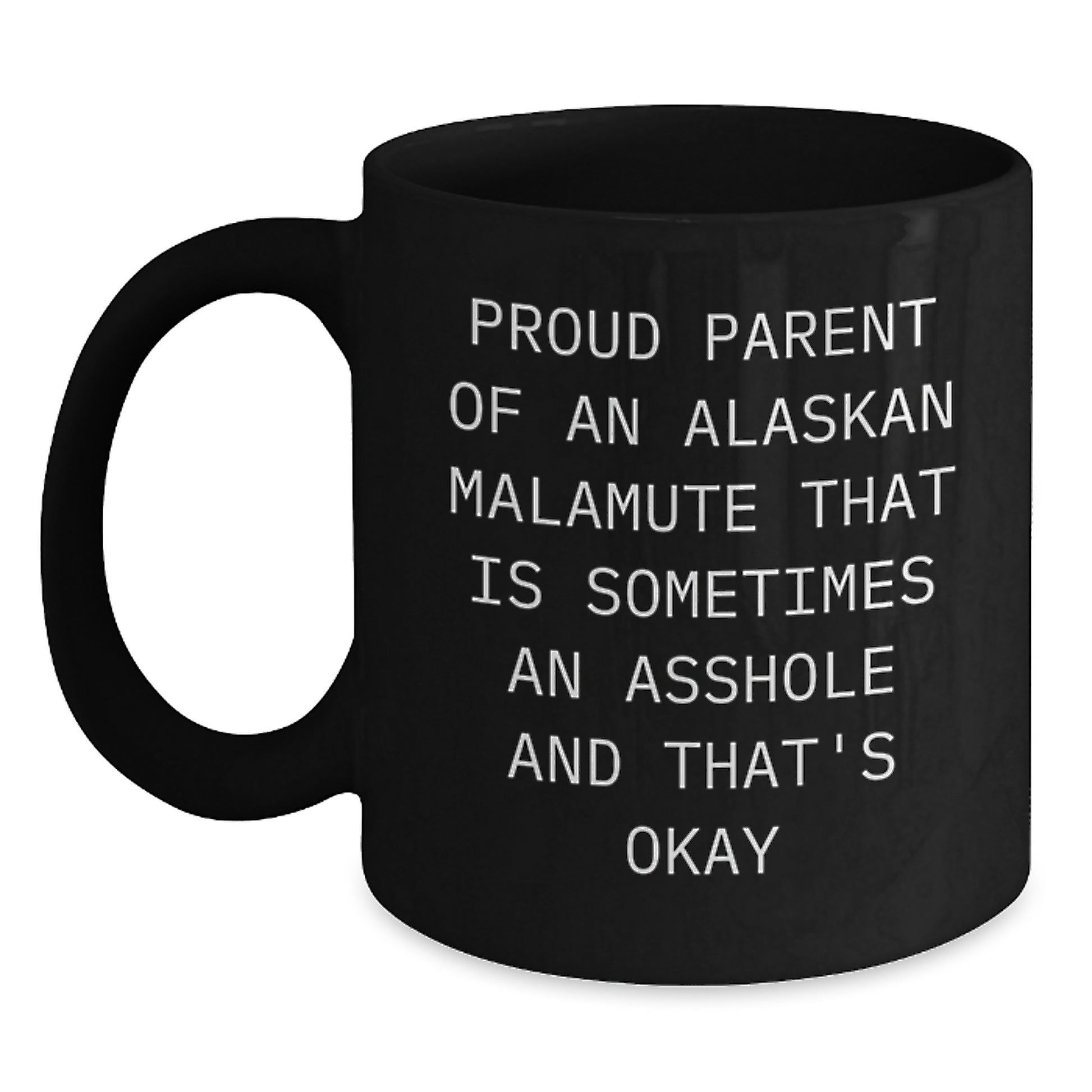 Funny Alaskan Malamute Dog Gifts for Dog Lovers - Black Valentine's Coffee Mug from Proud Parents - Main