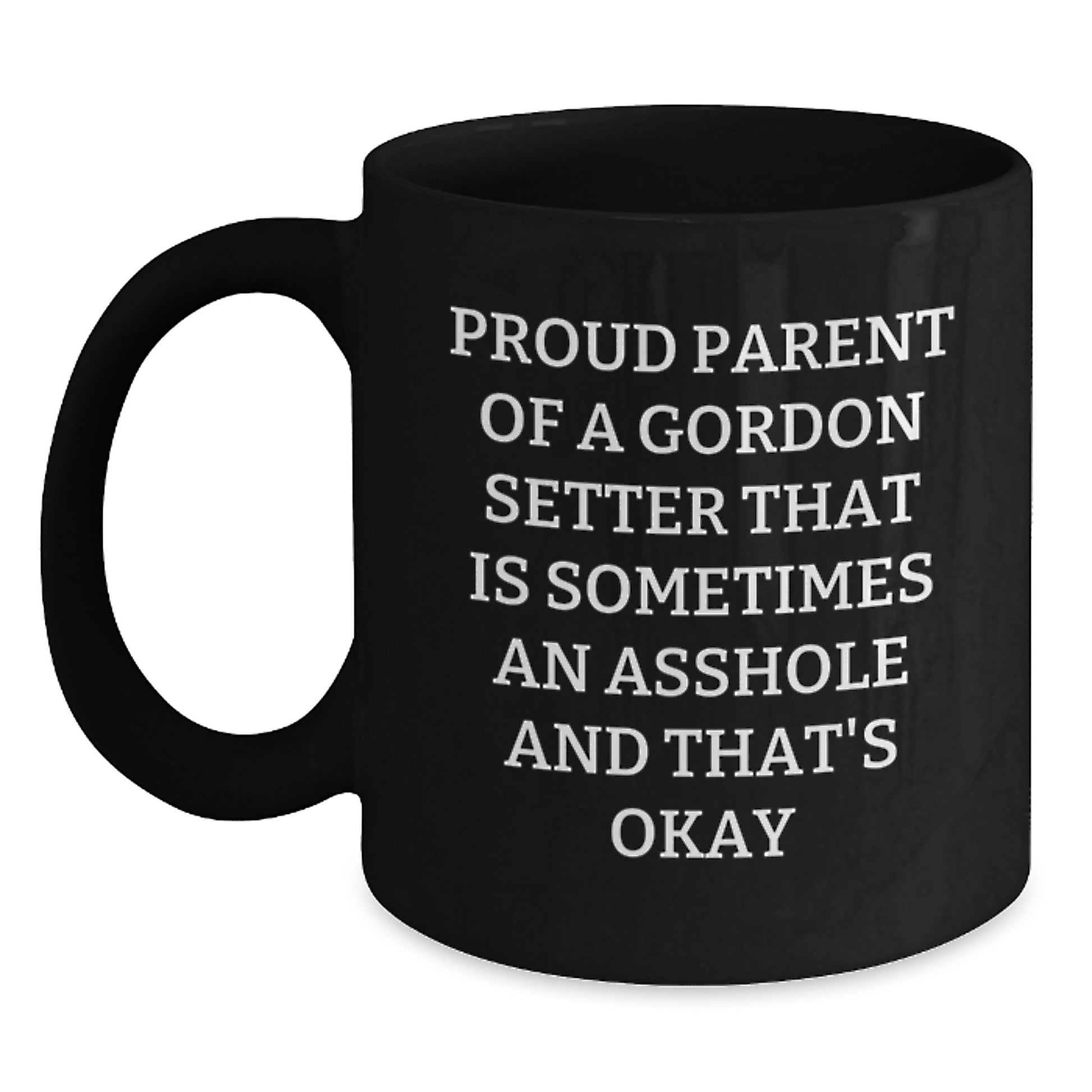 Gordon Setter Dog Lover Gifts from Family, Friends, or Coworkers for Valentine's Unique Black Coffee Mugs with Funny Quote, Proud Parent of a Gordon Setter, That's Okay - Main
