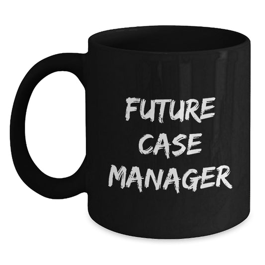 Funny Future Case Manager Gifts for Men, Unique Black Coffee Mug for Coworkers, Christmas Unique Gifts from Family - Main