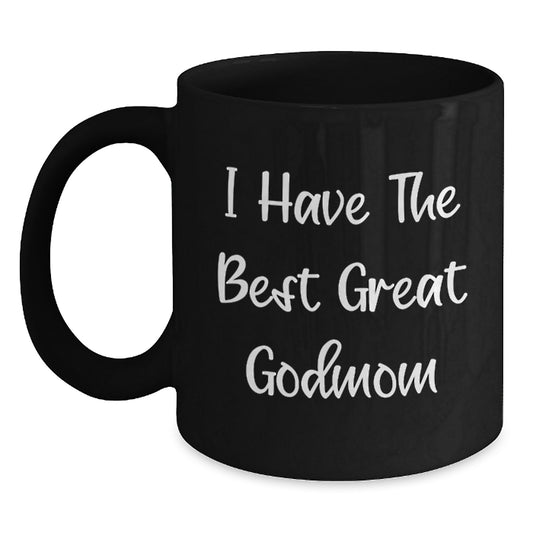 Funny Godmom Gifts for Her - Unique Black Coffee Mug - Great Godmom Quote - Gifts from Men to Godmom - Mother's Day Unique Gifts for Godmom - Main