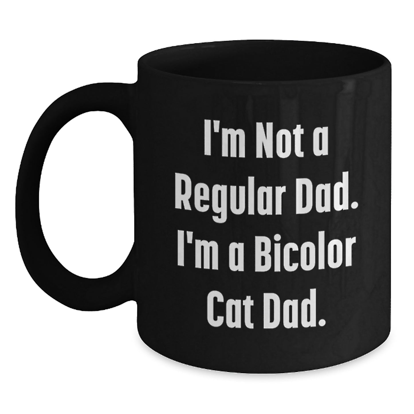 Funny Bicolor Cat Dad Gifts from Men - Unique Birthday Unique Gifts for Bicolor Cat Lovers - Black Coffee Mug - Main