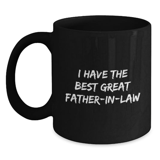 Funny Father-in-law Gifts from Men, Unique Black Coffee Mugs for Christmas, 'I Have The Best Great Father-in-law' - Main